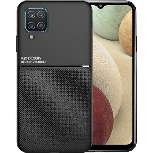 Soft Silicone Matte Phone Cover For Samsung Galaxy A12 Luxury Car Magnet Holder Shockproof Cover Case For Samsung A12 A 12 Coque