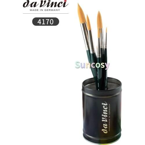 Da Vinci 4170DV Brush Set, Nova Series 1570 Watercolor Brushes 7 Each, Round Synthetic, Aluminum Pen Container