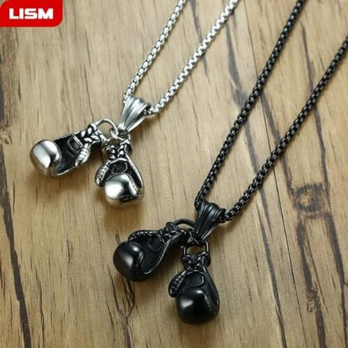 New Fashion Men Boys Mini Boxing Glove Necklace Fitness Boks Eldiveni Kolye Unisex Cool Pendant Free Shipping Colier Homme