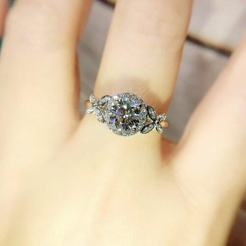 New 925 Sterling Silver Ring Micro-Inlaid Simulation Diamond Butterfly Ring Female Charm Jewelry Gift