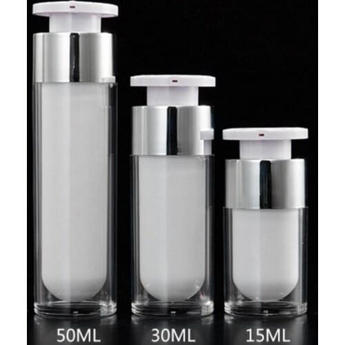Wholesale 2017 New Brand 30ml lock head acrylic airless vacuum pump lotion bottle 100pcs/lot
