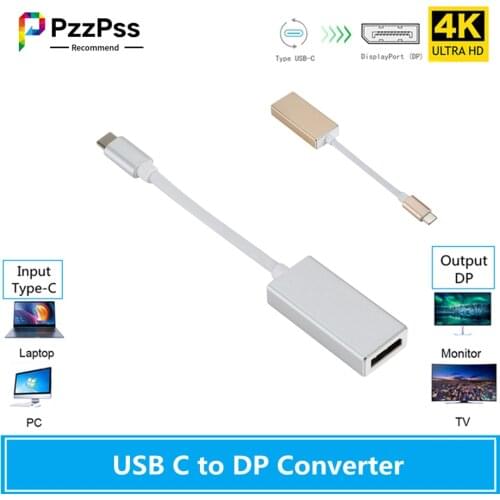 PzzPss USB C USB 3.1 TYPE-C to DP Display Port Converter Cable Hub Video AV Cord Adapter for Macbook Air 12 for Lenovo