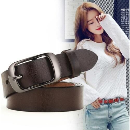 Hot Sell Black Buckle Fashion Wide Genuine Leather Belt Woman Vintage Cow Skin Belts Women Top Quality Strap Female for Jeans