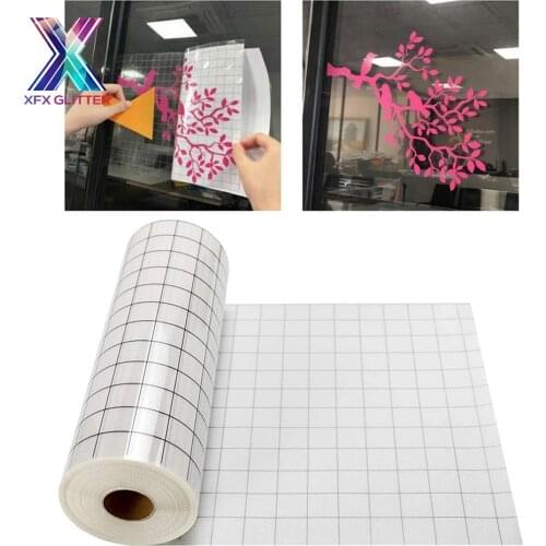 XFX HTV 30.5*300cm Vinyl Transfer Paper Tape Roll Cricut Adhesive Clear Alignment Grid Hotfix Paper Positioning Papers Stickers