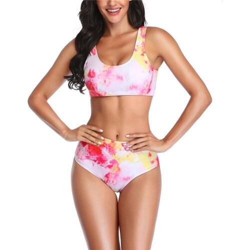 Sexy Bikini 2020 Women Halter Neck High Waist Woman Swimsuit Female Printing And Dyeing Push Up Swimwear Women Bikinis Set