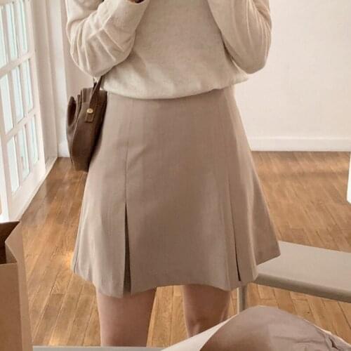 Shintimes Fall Korean Style Woman Skirts Womens Clothing Short Pleated Skirt A-Line Mini Zipper Faldas Mujer Moda Femme Jupes