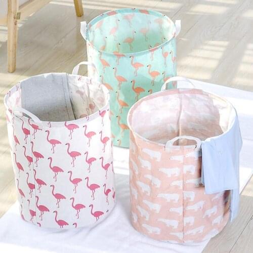 Foldable Cotton Linen Dirty Laundry Basket Clothes Toy Storage Bag Pouch Holder
