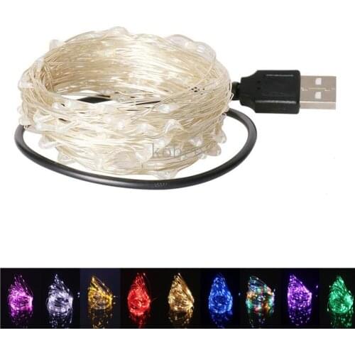 2/5/10M USB LED String Lights Copper Silver Wire Garland Light Waterproof Fairy Lights For Christmas Wedding Party Decoration