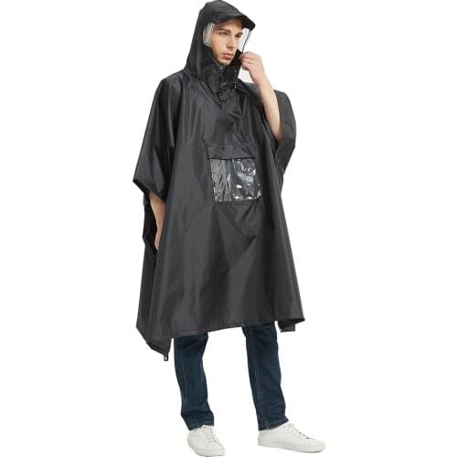 TOMSHOO Multifunctional Lightweight Waterproof Hooded Rain Poncho Raincoat for Men Women Outdoor Camping Mat Canopy Shelter