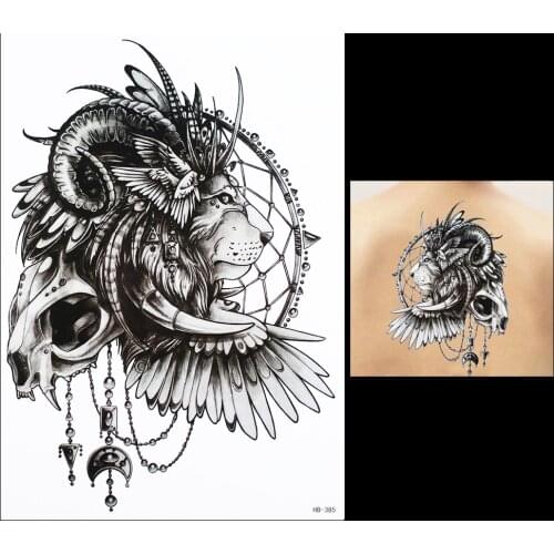 1pcs Temporary Tattoo Paste Paper Indian Lion Design HB385 Beauty Women Men Skull Wing Body Art Waterproof Tattoo Paint Stickers