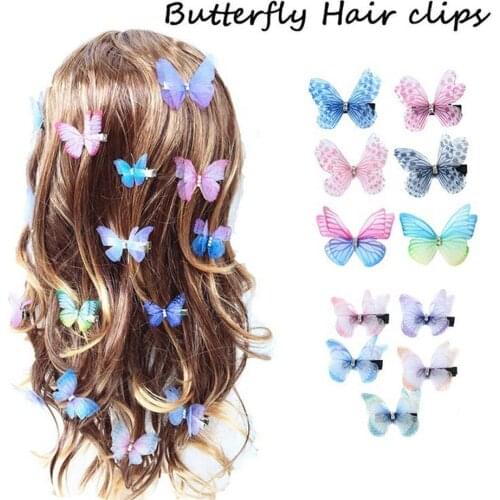 10pcs Butterfly Hair Clips Cute Plastic Bridal Hair Accessories Wedding Photography Costume Fashion Jewelry Hairpins Headwear