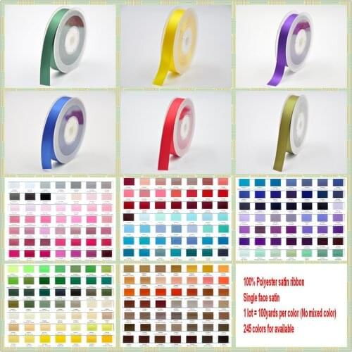 Free Shipping! Single Face Satin Ribbons 245 Colors in stock,Top Quality For DIY Craft,Hair,Sewing,Packaging,Wedding Party