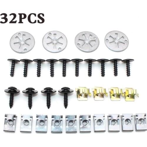 32pcs/lot Engine Undertray Cover Bottom Tailgate Fastener Metal Clip Rivets For Audi Volkswagen