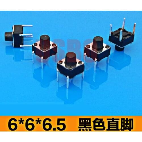 4 PinsTactile Push Button Switch At Right Angles To The Touch Black 6*6*6.5mm