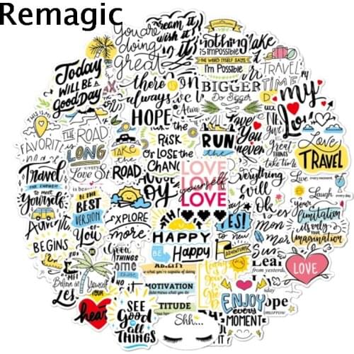 50pcs English Inspirational Letter Stickers decal scrapbooking diy pasters decoration phone laptop waterproof cartoon accessorie