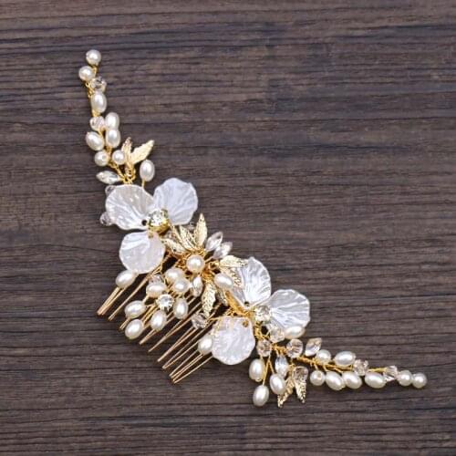 GETNOIVAS Gold Crystal Leaf Hair Combs Jewelry Bride Headpiece Tiaras Hair Comb Women Wedding Bridal Hair Jewelry Accessories SL