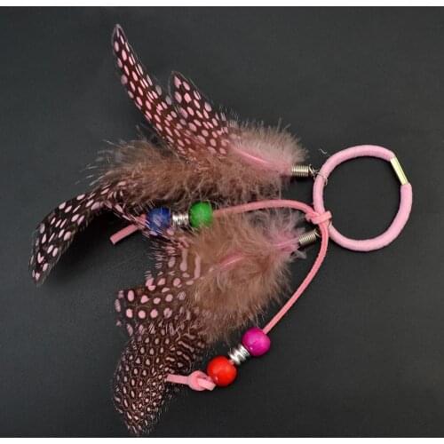 Bohemian Handmade Leather Rope Color Random Feather Headbands Wood Beads Gypsy Indian turkey Hair Accessories for Women Jewelry