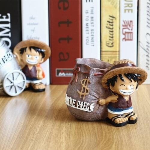 One Piece Luffy Pen Holder Resin Crafts Ornaments Decorations Desk Accessories Friend Birthday Gift Can Hold 3 To 6 Pcs Pens