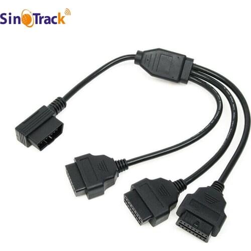 SinoTrack OBD2 Splitter Cable Y Cables 1 to 3 Converter Adapter Flat Line 30cm Wire 16pin OBDII Male to Female Cable Cord