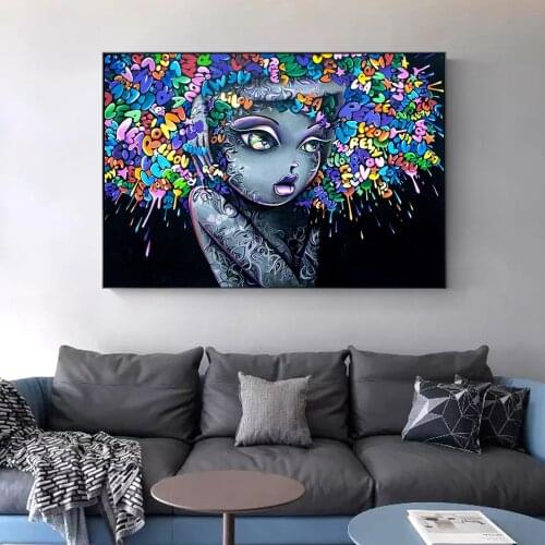 Lovely Girls Graffiti Art Canvas Paintings On The Wall Pictures For Living Room Pop Art Street Art Canvas Prints Home Decoration