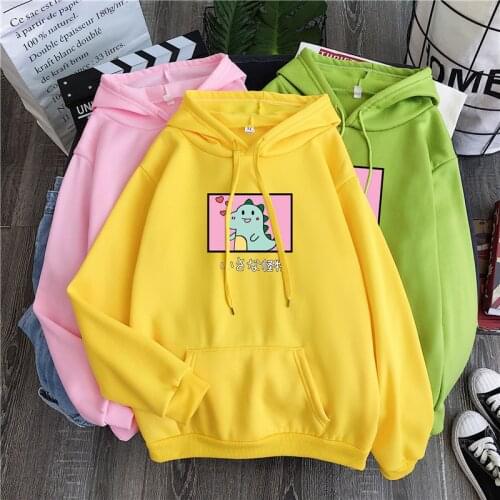 Korean Hoodie Sweatshirt Cute Dinosaur Hoodies Women Tops Long Sleeve Oversized Hoodie