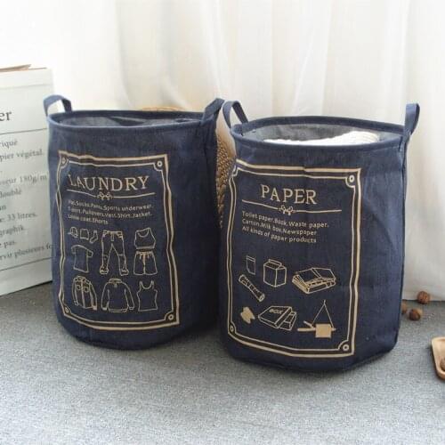 Cowboy large folding canvas home storage jean buckets toy clothes dirty bucket foldable bracelet laundry bag barrel bathroom
