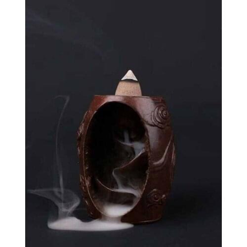 Creative backflow incense burner brass mountain river waterfall smoke incense burner handicraft censer home office decoration