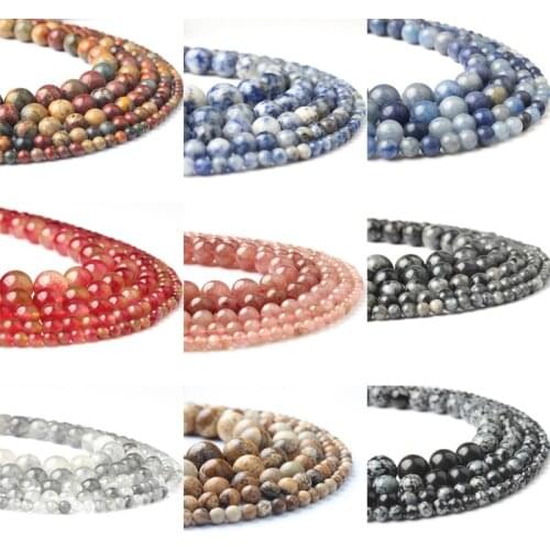 Lanli natural jewelry 4 / 6 / 8 / 10/12 mm natural stone Loose beads series is suitable for DIY bracelet necklace accessories