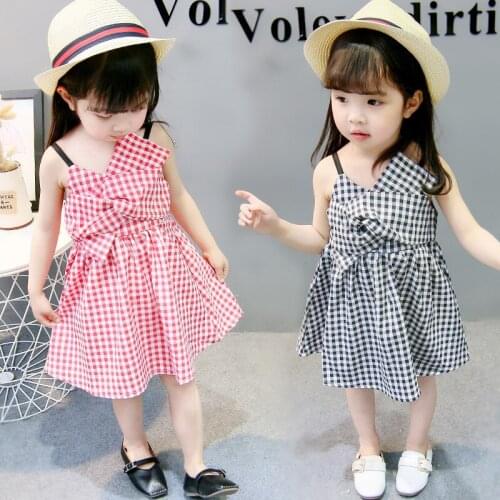 2021 girls' summer dress sleeveless dress SLING DRESS Plaid country dress girls' casual fashion dress
