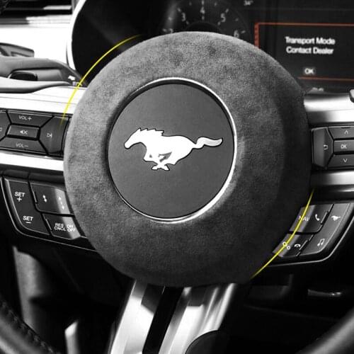 Fur Steering wheel panel Decorative cover Airbag cover For Ford Mustang 15-19 interior decoration car sticker