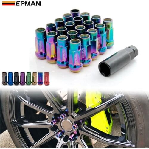 MT V48 Auto Steel Acorn Rim Extended Open End Wheel Racing Lug Nuts With One Key M12X1.5 Or M12X1.25 20pcs EP-NUTV48