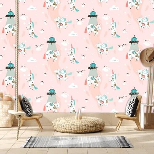 Cartoon 3d Wallpapers for Living Room Baby Girl Photo Custom Walls In Rolls Pink Unicorn Background Contact Self Adhesive Vinyl