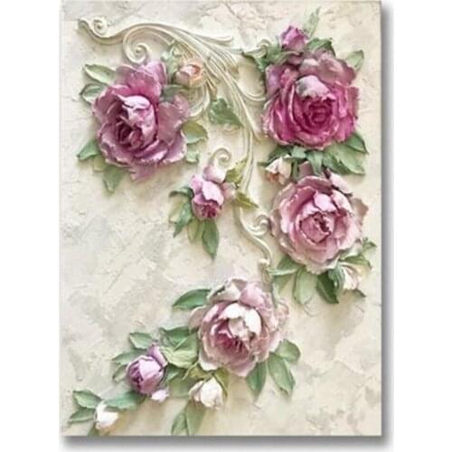 Flowers Art Rose Peony DIY Embroidery 11CT Cross Stitch Kits Craft Needlework Set Cotton Thread Printed Canvas Wholesale