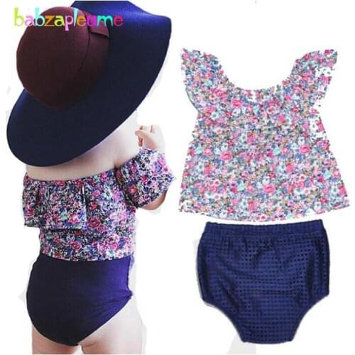 2PCS/3-12Months/2018 New Summer Newborn Outfit Baby Girls Clothes Set Fashion Flowers T-shirt+PP Shorts Infant Clothing BC1646-1