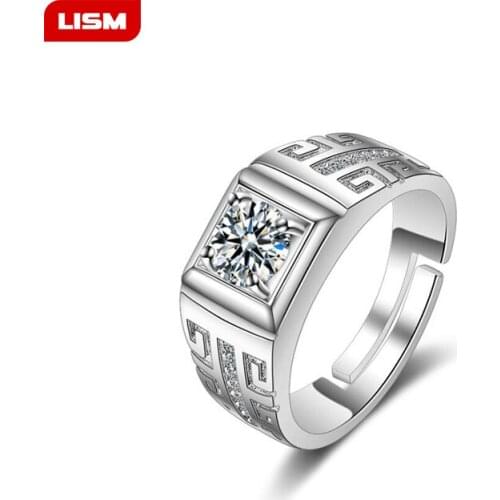 New Fashion Adjustable Classic Silver Plated Zircon Men Ring Black Enamel Male Finger Rings Best Selling Silver Color