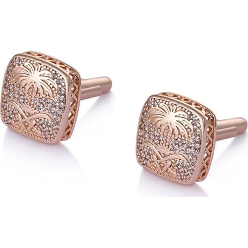 WEIMANJINGDIAN Brand New Arrival Rose Gold Filled Cubic Zirconia CZ Crystal Cushion Shape Cuff Links for Men