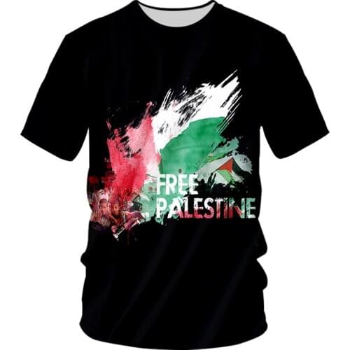 OGKB Summer Mens Tshirt FREE PALESTINE Printed Short Sleeve Black T Shirt Palestine Map Keep Peace Casual Plus Size Shirts Male
