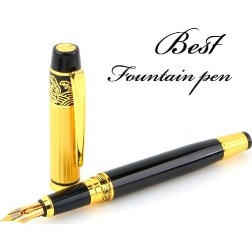 1pcs New Standard Type Fountain Pen Meduim Nib Metal Golden Color Sign Pens And Elegant Upscale Roller Ball Free Shipping