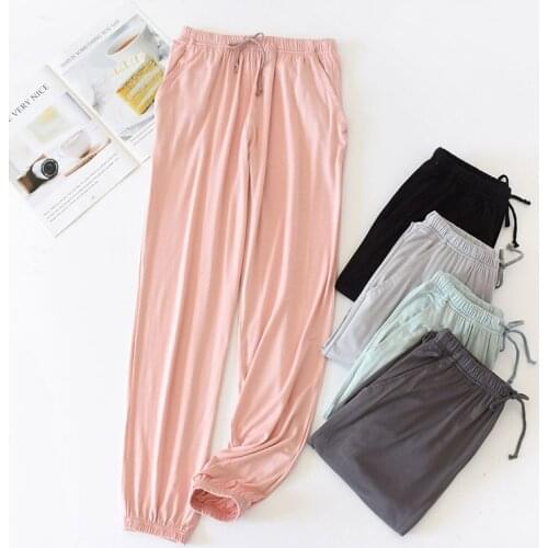 Modal pajama pants ladies closure thin style drap-down summer ice silk cool bundle foot casual thin home trousers outside wear