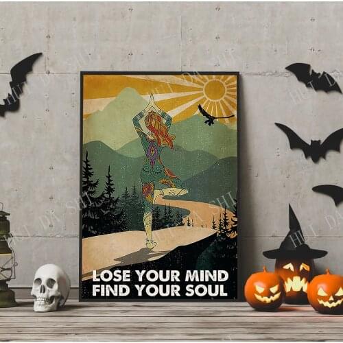 Yoga poster, Lose Your Mind Find Your Soul, Yoga Prints Poster, Vintage Posters, Wall Decoration, Signs for Home, Yoga wall art