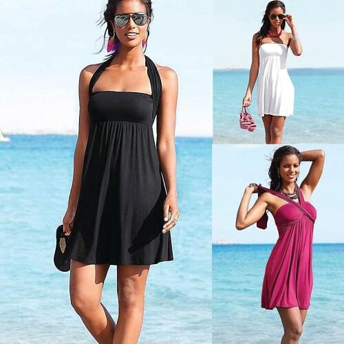 Poly Breast Beach Dresses, European and American Elegant Breast Wrap Dresses Swimwear Fashion Dresses