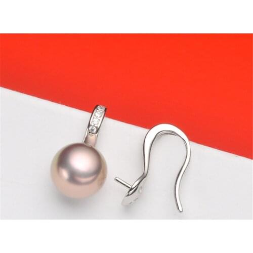 Real Solid 925 Sterling Silver Pearl Stud Earrings Accessories Findings DIY Jewelry Ear Hook Blank Empty Support