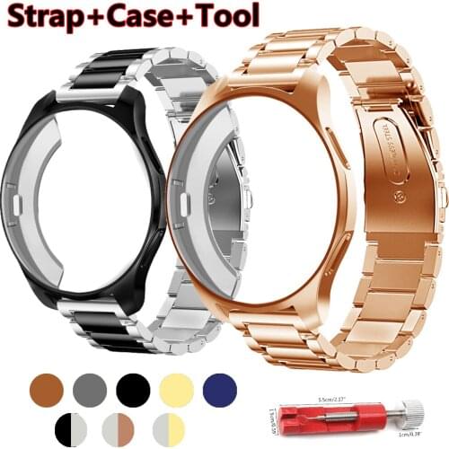 Strap+case 20/22mm watch band For samsung gear S3 Frontier strap Galaxy watch 46mm 42 Stainless Steel TPU plated protective case