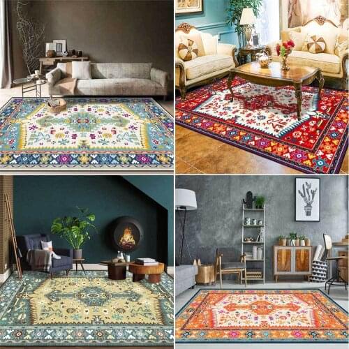 Retro Palace Luxury Persian Ethnic Style Rug Multicolor Blue Red Living Room Area Carpet Bedroom Bedside Carpet Floor Mat