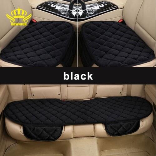 ROWNFUR Car Seat Cover Universal Four Seasons Warm Flocking Cloth Seat Covers Front Back Seat Covers Car Interior Accessories