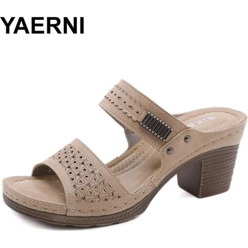 YAERNI Slippers Women Summer Wear Ladies Sandals New Fashion Wild Slope with Non-slip Thick Heel Female Sandals and Slippers