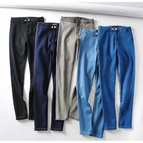 Sexy Skinny Jeans spring Woman High Waist gray Wash Denim Trousers blue Bodycon lift butt Pencil Pants Female