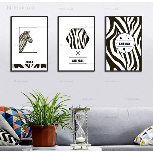 Unique and Hexagonal Pictures Drawn with Black and White Lines Abstract Canvas Painting Black and White Zebra Posters and Prints