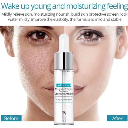 VIBRANT GLAMOUR Hyaluronic Acid Face Serum Anti-Aging Shrink Pore Whitening Moisturizing Essence Face Cream Dry Skin Care 15ml