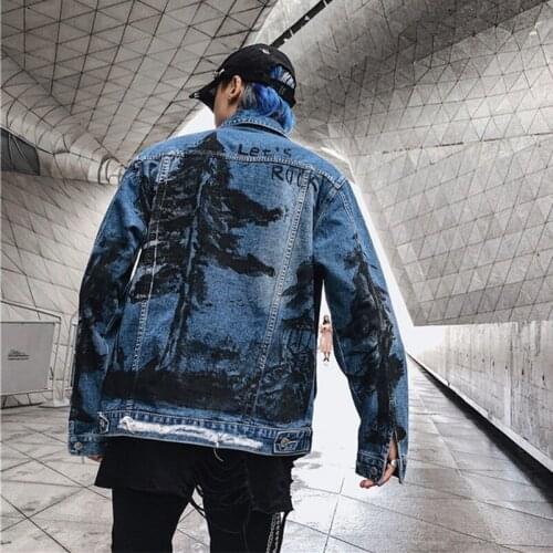 2020 Fashion The New Gradient Hole Loose Wild Denim Jacket Free Shipping